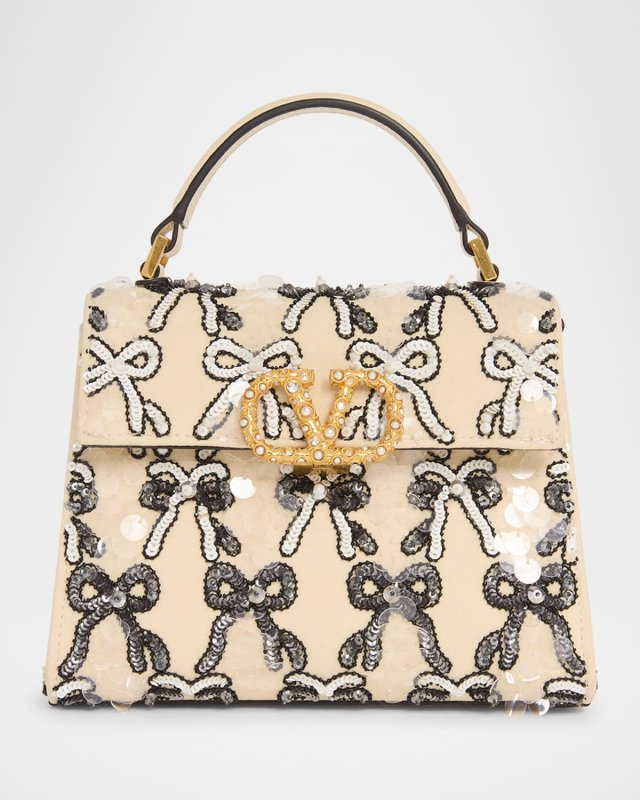 VSLING Mini Bow Sequined Top-Handle Bag